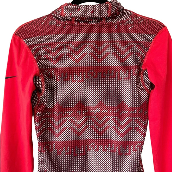 Nike Pro Women's Red White Hyperwarm Nordic Infinity Long Sleeve Shirt - Picture 6 of 16